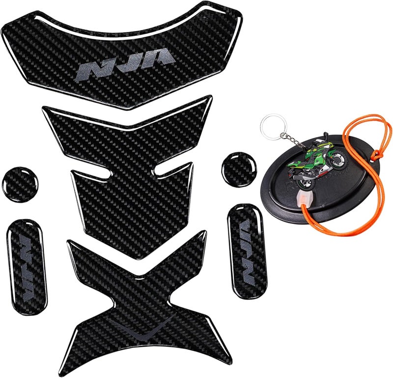 REVSOSTAR 5D Real Carbon Fiber, Motorcycle Decal Vinyl Tank Protector, Tank Pad for NJ 650 ZX636 ZX600 ZX-10R ZX14 ZX1400 with Kick Stand Coaster, Offering an alternative nj tank - Image 1
